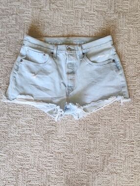 Levi's Light Blue Distressed Cutoff Jean Shorts